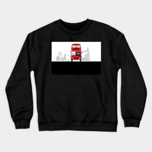 London Routemaster Red Bus with Big Ben, Tower Bridge, The Shard Crewneck Sweatshirt